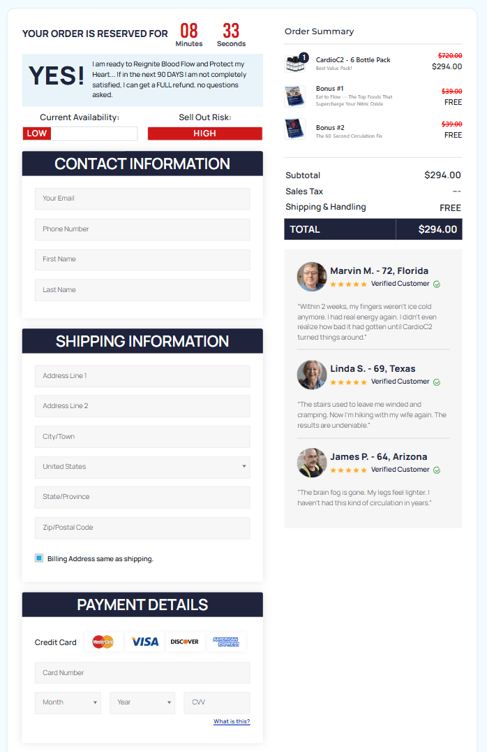 CardioC2 secure checkout